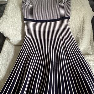 Banana Republic Navy and White Striped Sweater Dress